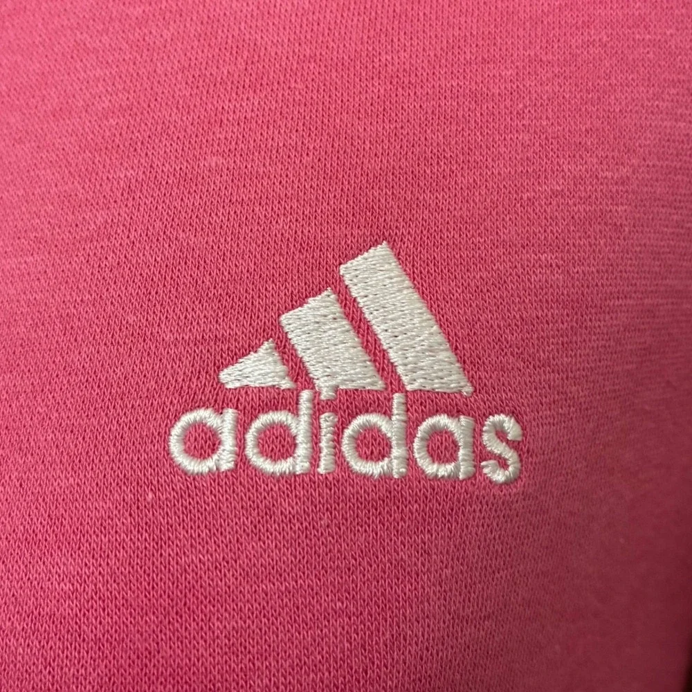 NEW Adidas Crewneck Pullover Fleece Sweatshirt Rose Hot Pink 3‎ Stripes XS
